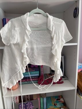 wild fable White Ruffle Knit Shrug Cardigan